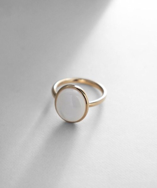 K10カラーストーン（白蝶貝）オーバルカボションリング 