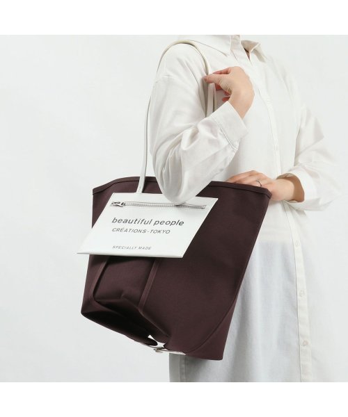 beautiful people(ビューティフルピープル)/ビューティフルピープル トートバッグ beautiful people lining logo pocket tote bag 611968/ワイン