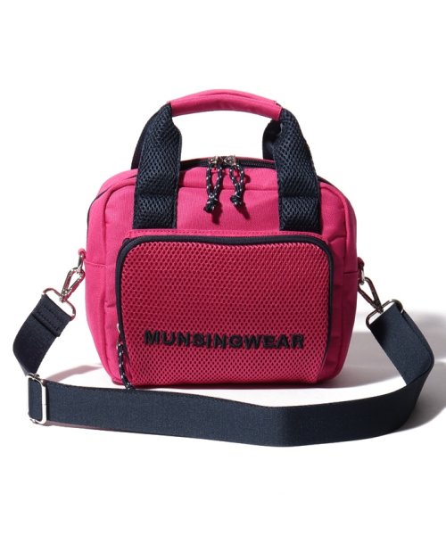 Munsingwear(マンシングウェア)/『Goods』異素材MIXショルダー付カートバッグ(幅22cm×高さ18cm×奥行9cm)【アウトレット】/ピンク