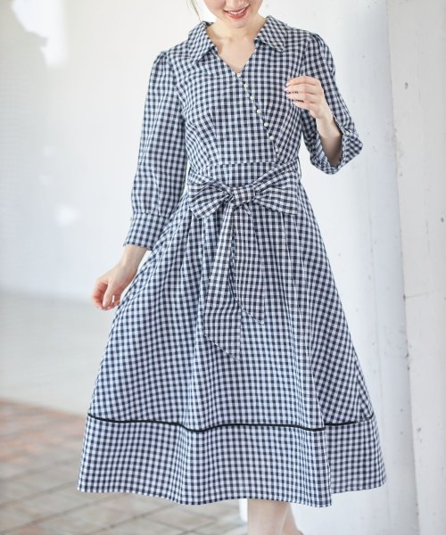 ウエストりぼん付きギンガムチェックカシュクールシャツワンピース トッコクローゼットリュクス Tocco Closet Luxe Magaseek