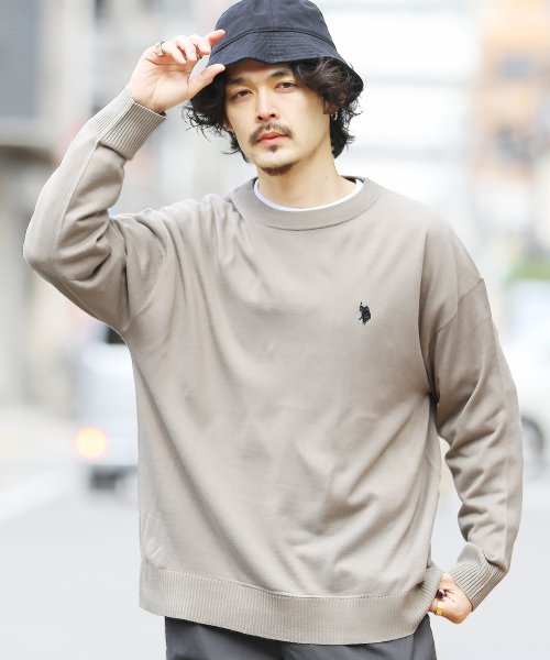 Us Polo Assn ユーエスポロアッスン ブランド別注 オーバーサイズ長袖ニットソー スプリング ニット セーター メンズ クルーネック 薄手 ト ジギーズショップ Jiggys Shop Magaseek