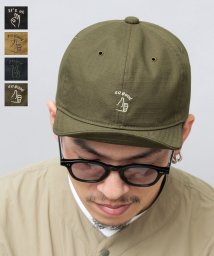 Besiquenti(ベーシックエンチ)/ハンドサイン 刺繍 ショートバイザー アンパイアキャップ ショートキャップ 帽子 メンズ カジュアル シンプル ワンポイント/カーキ