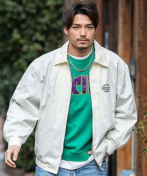 Sb Select デザイン刺繍入りスウィングトップ メンズ ブランド ブルゾン スウィングトップ 刺繍 オオカミ 狼 綿ポリ ロゴ ゴルフウェア バイカー エスビーセレクト Sb Select Magaseek