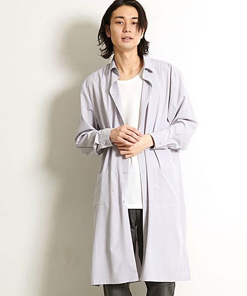 キャバリア Cavaria Cavaria ポケット付き長袖ロングシャツ メンズ ブランド ロング丈 オーバーサイズシャツ シルキー ドレープ 大人 きれいめ おしゃれ ビッグシルエット Magaseek
