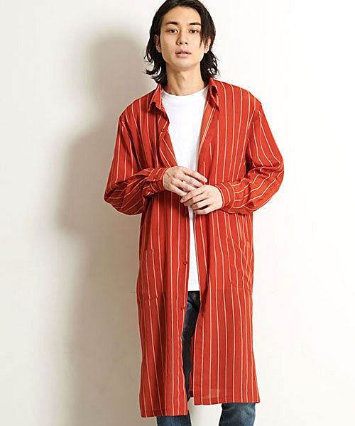 キャバリア Cavaria Cavaria ポケット付き長袖ロングシャツ メンズ ブランド ロング丈 オーバーサイズシャツ シルキー ドレープ 大人 きれいめ おしゃれ ビッグシルエット Magaseek