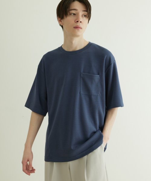 JUNRed(ジュンレッド)/エアシルケットハーフスリーブTシャツ/ブルー（44）