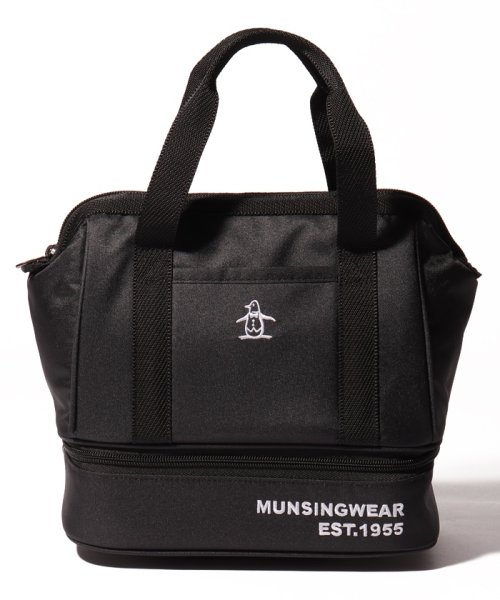Munsingwear(マンシングウェア)/保冷ポケット二層式ガマ口開閉RENUカートバッグ(幅25cm×高さ22cm×奥行14cm)/ブラック