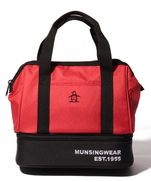 Munsingwear(マンシングウェア)/保冷ポケット二層式ガマ口開閉RENUカートバッグ(幅25cm×高さ22cm×奥行14cm)/レッド
