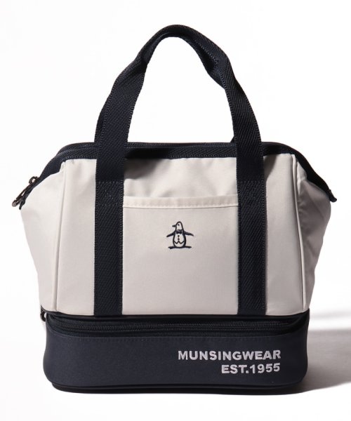 Munsingwear(マンシングウェア)/保冷ポケット二層式ガマ口開閉RENUカートバッグ(幅25cm×高さ22cm×奥行14cm)/ホワイト