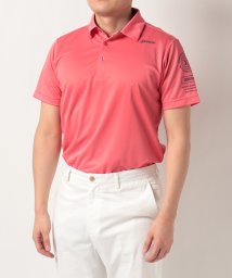 SRIXON(スリクソン)/タイポグラフィマーキングプリント半袖ポロシャツ(吸汗速乾/UVケア(UPF15以上))【アウトレット】/ピンク