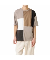 MAC HOUSE(men)(マックハウス（メンズ）)/URBAN COLLECTION アーバンコレクション ポンチ素材 切替Tシャツ MC22－145－11S/グレージュ