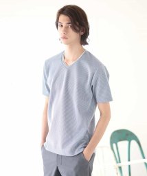 MK homme(エムケーオム)/メランジストライプTシャツ/ブルー