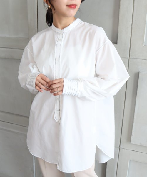 T Cブロードスタンドカラールーズドレスシャツ モーメントプラス Moment Magaseek