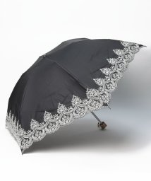 LANVIN Collection(umbrella)(ランバンコレクション（傘）)/晴雨兼用折りたたみ日傘　”オーガンジーカットワーク”/ブラック