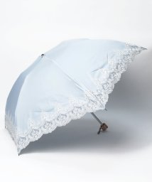 LANVIN Collection(umbrella)(ランバンコレクション（傘）)/晴雨兼用折りたたみ日傘　”オーガンジーカットワーク”/サックスブルー