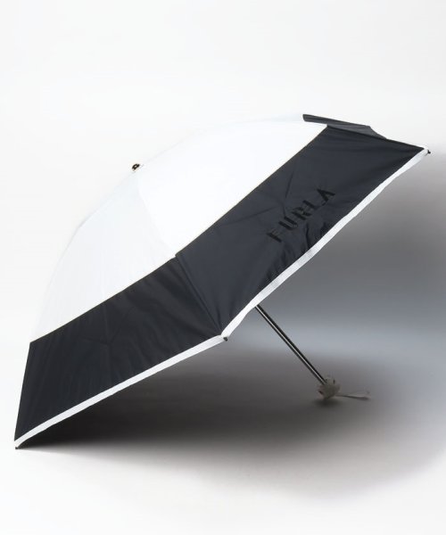 FURLA(フルラ)/晴雨兼用折りたたみ日傘　”カラーブロック×ビッグロゴ”/ホワイト