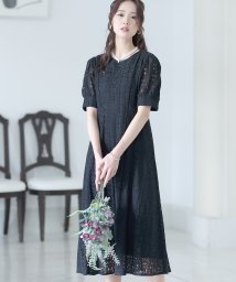 PourVous(プールヴー)/コットンレースナチュラルワンピース 結婚式 パーティードレス/ブラック