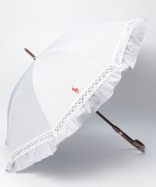 POLO RALPH LAUREN(umbrella)(ポロラルフローレン（傘）)/晴雨兼用日傘　”ストライプ フリル”/ディープブルー