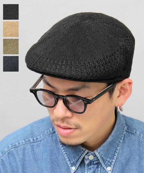 Besiquenti(ベーシックエンチ)/麻混 サーモハンチング ハンチング帽 帽子 メンズ カジュアル シンプル/ブラック