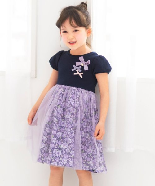 セール 花柄チュールドッキング ワンピース エニファム キッズ Anyfam Kids Magaseek