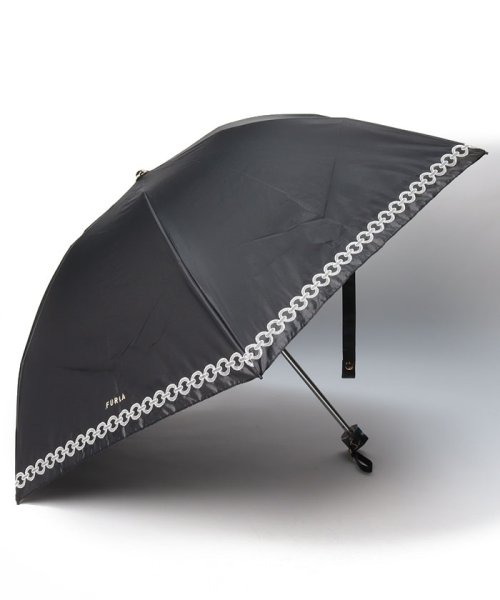 FURLA(フルラ)/晴雨兼用折りたたみ日傘　”オーガンジー チェーン刺繍”/ブラック