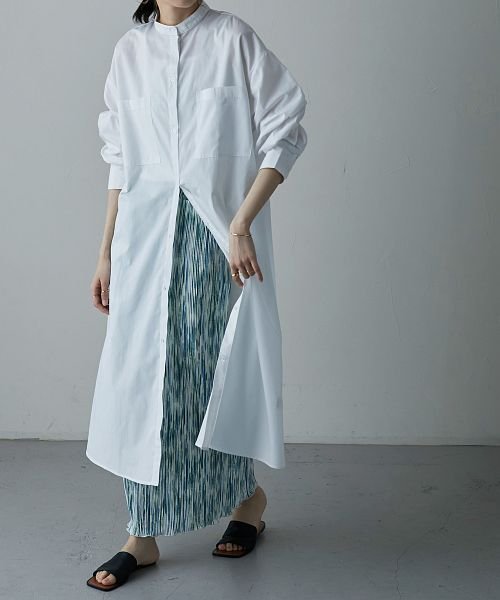 スタンドカラー シャツワンピース レディース ロング丈 長袖 スタンドカラー シャツワンピ ストライプ ワンピース バンドカラー エトル Etoll Magaseek スタンドカラー シャツワンピース レディース ロング丈 長袖 スタンドカラー シャツワンピ ストライプ ワンピース バンドカラー エトル Etoll Magaseek