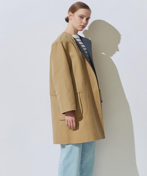 コットンリネンダブルフェイス ノーカラーコート Galerie Vie Galerie Vie Magaseek