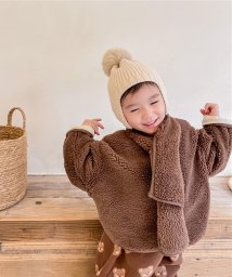 aimoha(aimoha（アイモハ）)/【aimoha－KIDS－】韓国子供服 暖かいボアジャケット+マフラーセット/ブラウン