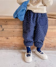 aimoha(aimoha（アイモハ）)/【aimoha－KIDS－】韓国子供服 暖かい中綿植物柄テーパードパンツ フロントポケットパンツ/ネイビー