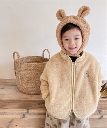 aimoha(aimoha（アイモハ）)/【aimoha－KIDS－】韓国子供服 クマ刺繍暖かいボアジャケット キッズ/ベージュ