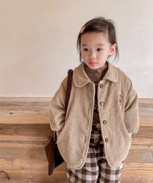 aimoha(aimoha（アイモハ）)/【aimoha－KIDS－】韓国子供服 クマ刺繍ボア裏地暖かい中綿コーデュロイコート/ベージュ