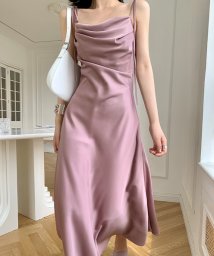 aimoha(aimoha（アイモハ）)/Jasmine Grandiflorum ドレープ肩紐キャミワンピース 韓国ファッション/ピンク