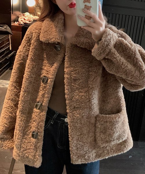 セール Jasmine Grandiflorum Jasmine 温かふわふわボアコート 韓国ファッション Aimoha アイモハ Aimoha Magaseek