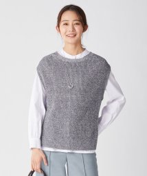 J.PRESS LADIES（LARGE SIZE）(J．プレス　レディス（大きいサイズ）)/【洗える】リネンコットン ニット ベスト/ダルブルー系