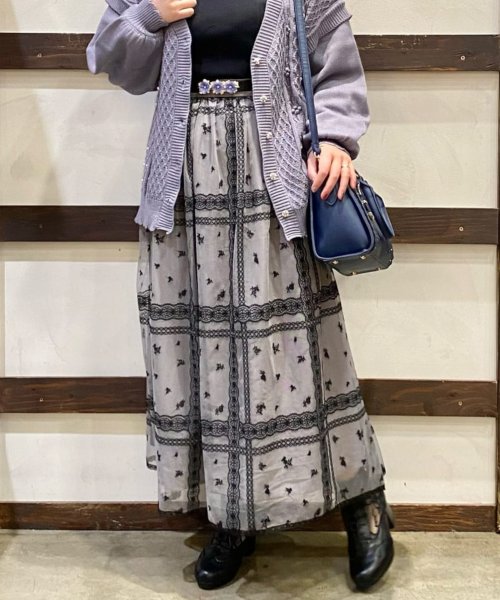 セール レース 小花刺繍チュールｓｋ アクシーズファム Axes Femme Magaseek