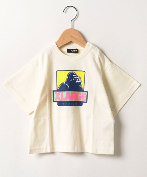 XLARGE KIDS(エクストララージ　キッズ)/配色ボックスOGゴリラ5分袖Tシャツ/オフホワイト