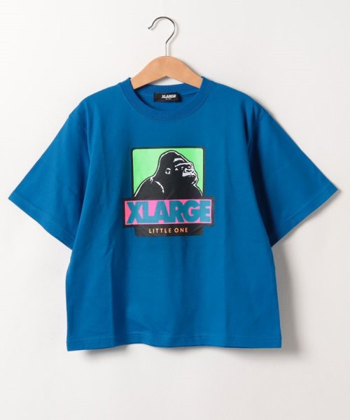 XLARGE KIDS(エクストララージ　キッズ)/配色ボックスOGゴリラ5分袖Tシャツ/ブルー