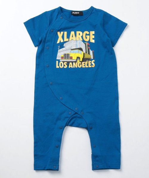 XLARGE KIDS(エクストララージ　キッズ)/トラックグラフィック半袖カバーオール/ブルー