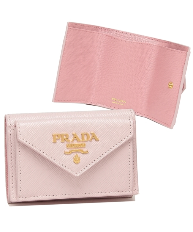 美品プラダ　サフィアーノ　ブラック&ピンク　バイカラー財布