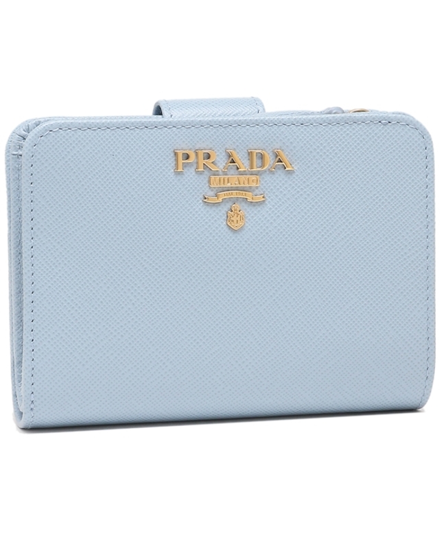 PRADA 二つ折り財布　水色