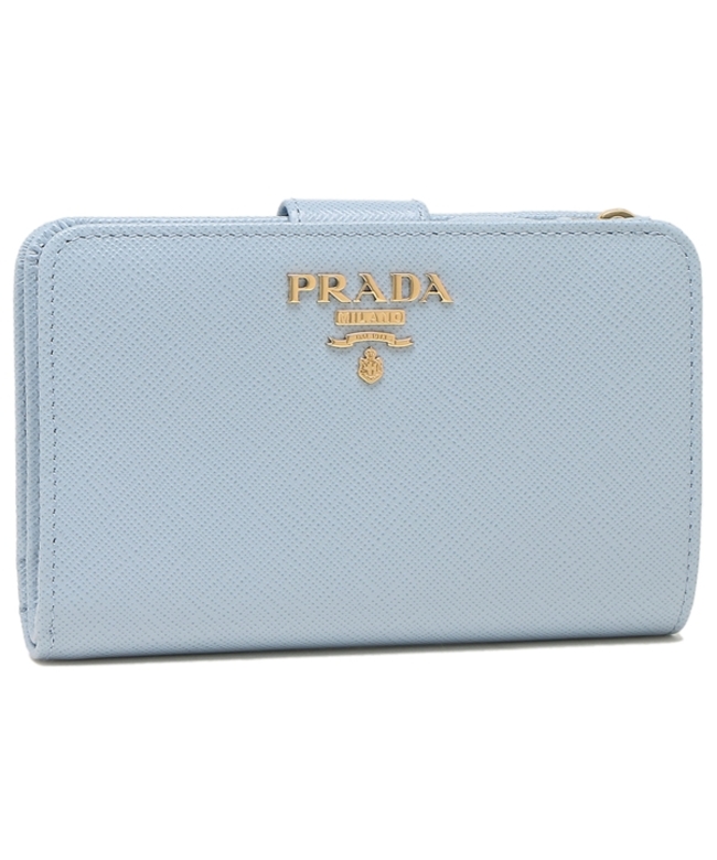 プラダ 二つ折り財布 サフィアーノ ブルー レディース PRADA 1ML225 QWA F0076
