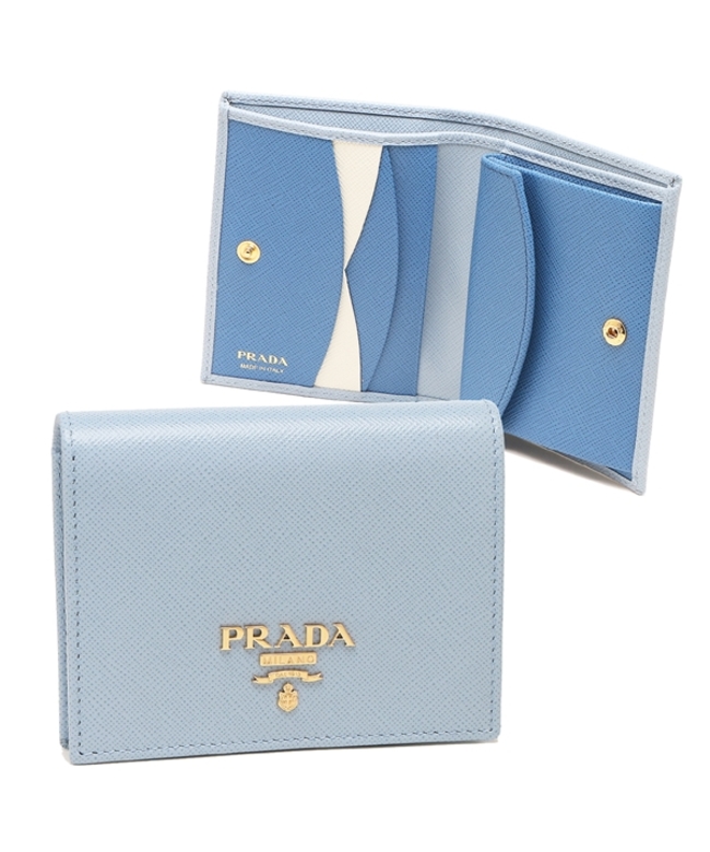プラダ 二つ折り財布 サフィアーノマルチカラー ミニ財布 ブルー レディース PRADA 1MV204 ZLP F02T0