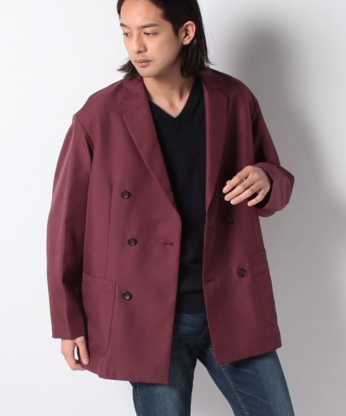 B.C STOCK　OUTLET(ベーセーストックアウトレット)/TWILL W BREASTED JACKET/ボルドー