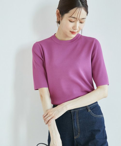 ROPE' PICNIC(ロペピクニック)/Beauty knit/ハーフスリーブニットトップス/WEB限定カラーあり/ワイン系（67）