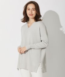 JIYU-KU(LARGE SIZE)(自由区（大きいサイズ）)/【WEB限定カラー有/洗える】コットンアセテート チュニック丈ニット/ライトグレー系