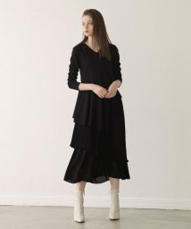 MIELI INVARIANT(ミエリ インヴァリアント)/Wrinkle Layer Dress/ブラック