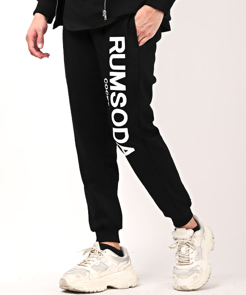 RUMSODA(ラムソーダ)ロゴプリントスウェットパンツ/スウェットパンツ メンズ ジョガーパンツ リブ ロゴ