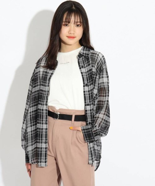 セール シアーチェックシャツ ピンク ラテ Pink Latte Magaseek