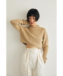 moussy(マウジー)/SHORT KNIT トップス/L/BEG1