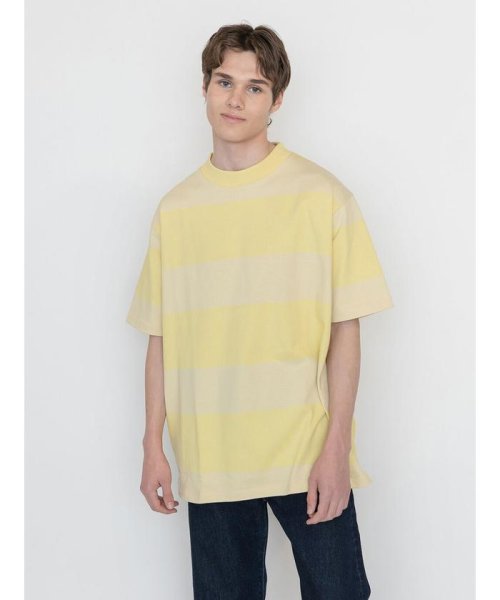 Levi's(リーバイス)/モックネックTシャツ MUTED LIME WIDE STRIPE/YELLOWS/ORANGES